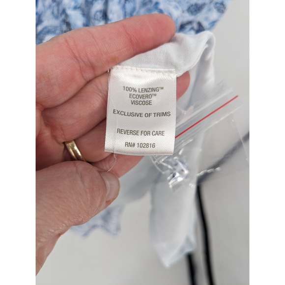 Garnet Hill Midi Dress Womens Large Blue Floral Tiered V Neck Gauzy Oversized - Picture 5 of 9